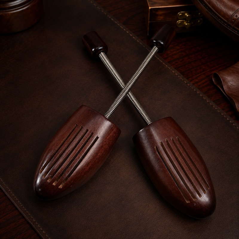 Pine wood shoe tree crossed display